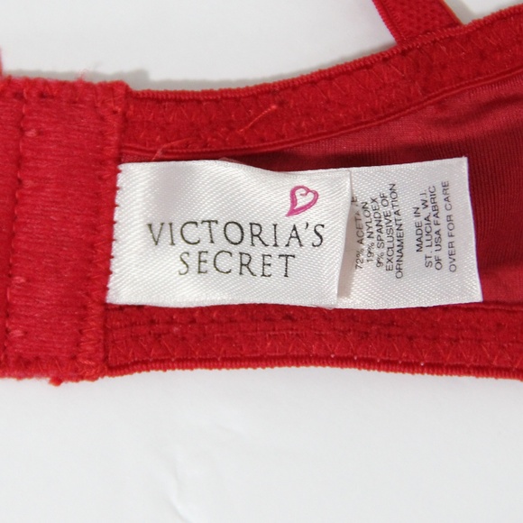 Vintage Victoria's Secret Bra 34A red Velvet 90s fashion VS - Picture 6 of 8